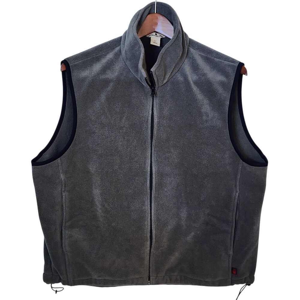 ​Woolrich Mens XL Gray Fleece Vest Full Zip Outdoor Casual Pockets Drawstring